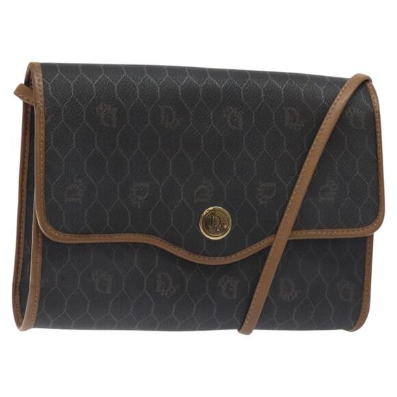 DIOR Honeycomb Canvas Shoulder Bag Pvc Black Gold - Picture 1 of 12